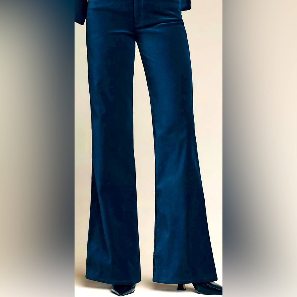 Anthropologie- Pilcro- Blue Velvet Flair Trousers- Size 31